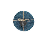 Round Silky Jute Coasters: Blue