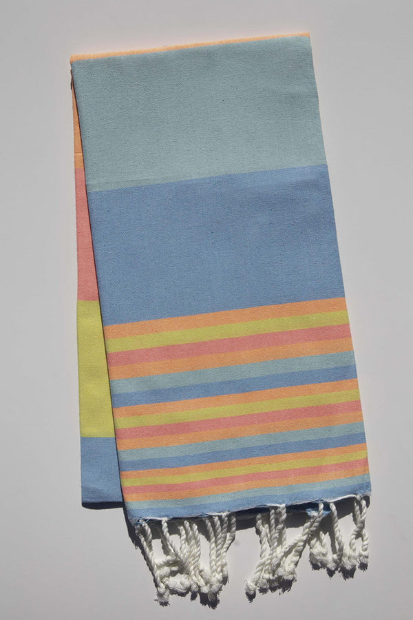 Striped Turkish Towel: Light Blue
