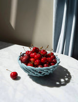 Small Sicilia Ceramic Basket: Light Blue