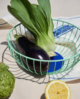 Large Iris Wire Basket: Mint & Blue