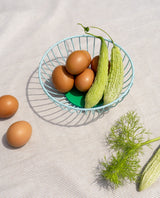 Small Iris Wire Basket: Blue & Green