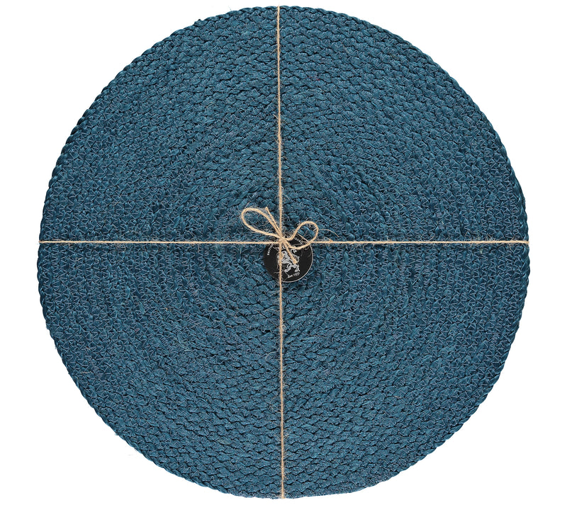Round Silky Jute Placemats: Blue