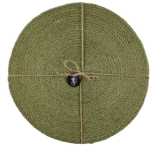 Round Silky Jute Placemats: Green