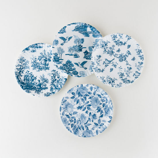 Melamine Pictorial Blue and White "Paper" Plate Set: Small