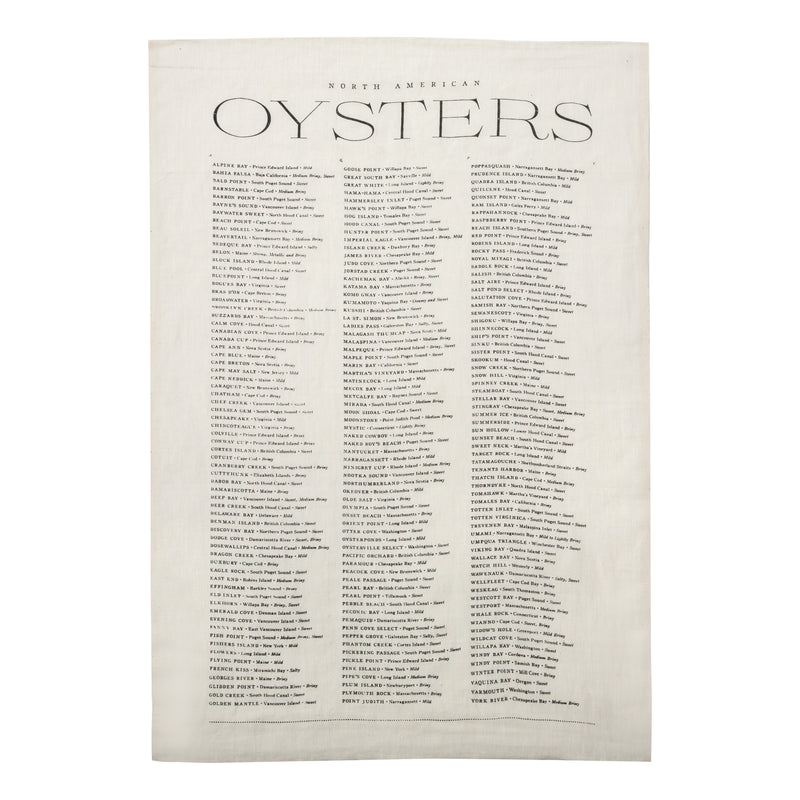 Oyster List Tea Towel: Oyster White