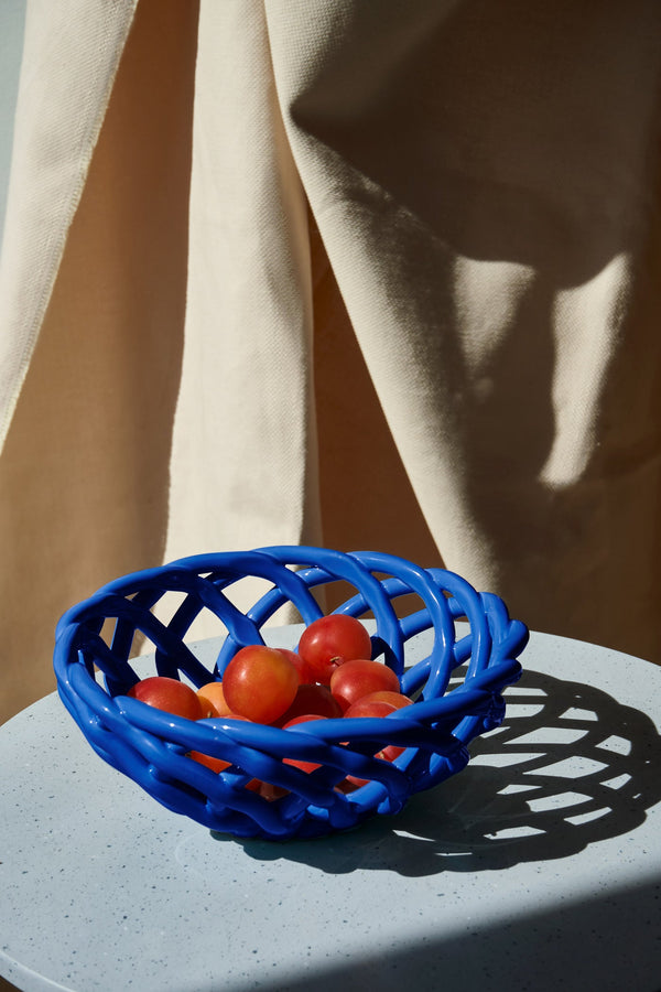Large Sicilia Ceramic Basket: Dark Blue